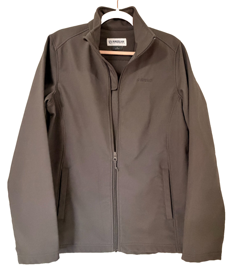 Magellan Outdoors Womens Softshell Jacket Full Zip Gray Charcoal Fleece Lined L